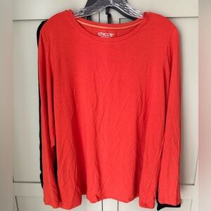NWOT Chico's Vibrant Orange Tee SZ 2 (Med 12)